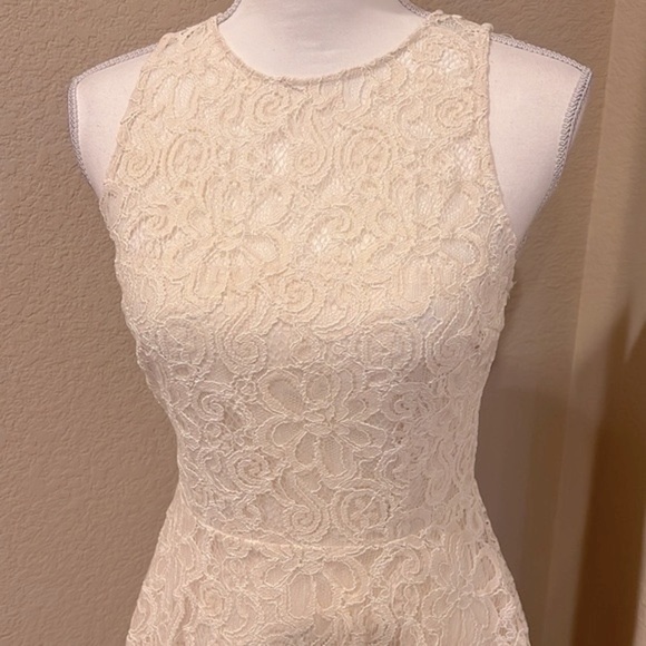 BB Dakota Ivory Lace FIt & Flare Sleeveless Dress - Picture 3 of 16